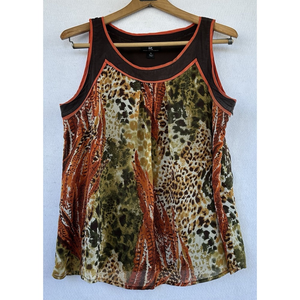 Leopard Sleeveless Top Office Business Brown Safari Women's M